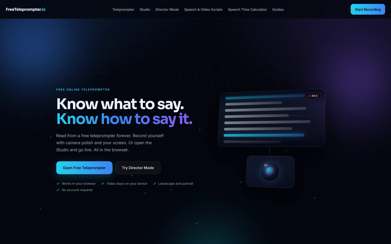 FreeTeleprompter homepage
