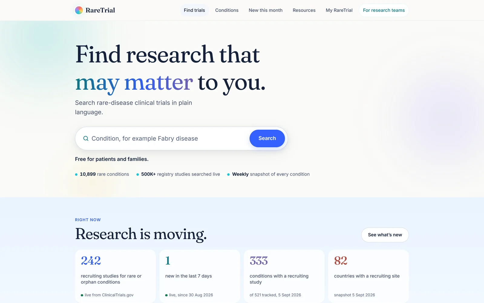 RareTrial, a rare disease clinical trial directory built by Shika